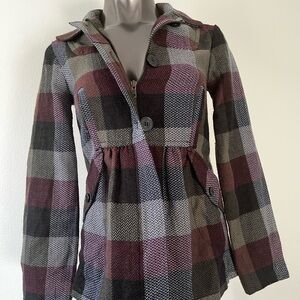 Volcom Women’s Junior Plaid to the Bone Peacoat Style Jacket Size‎ XS. # Cold